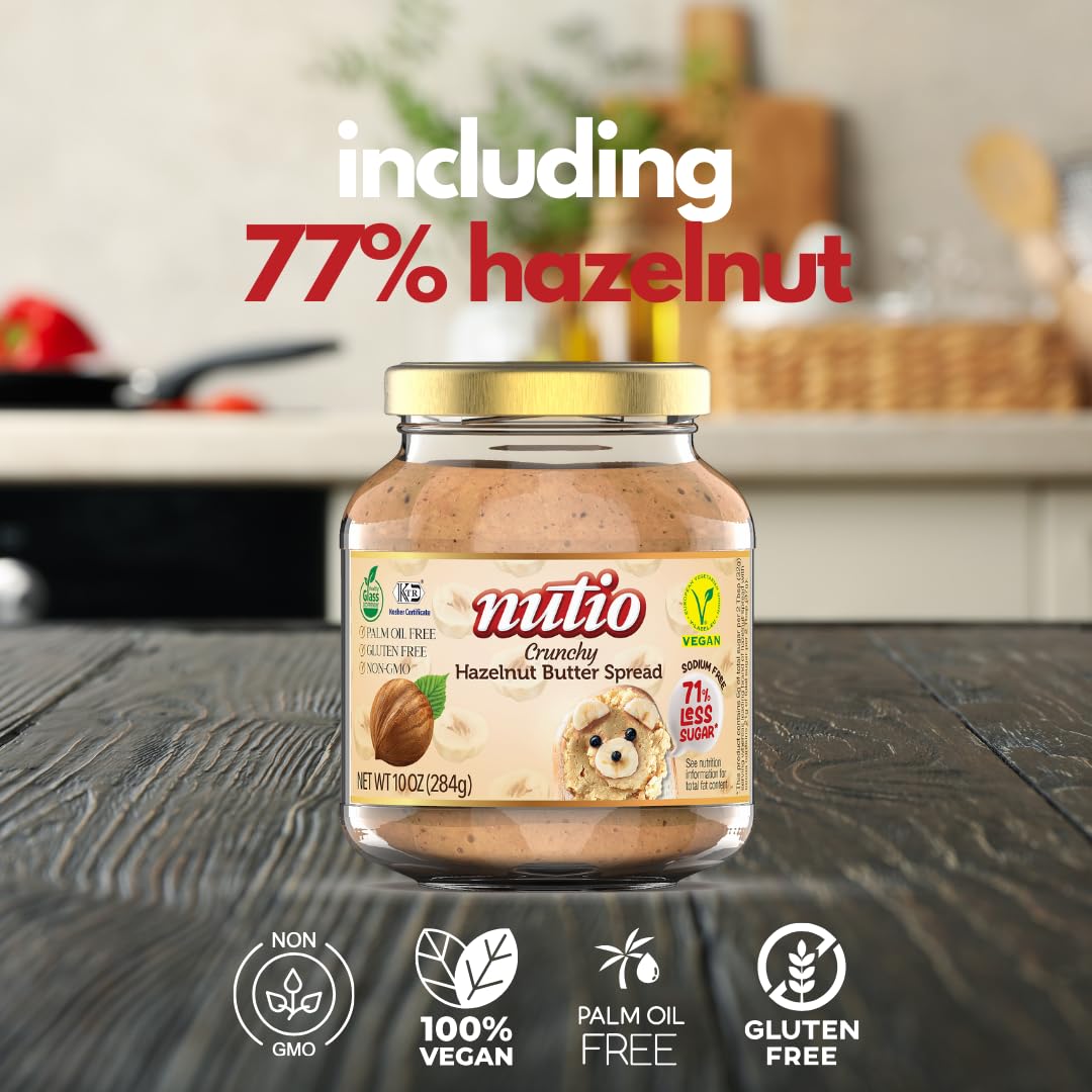 Nutio Crunchy Hazelnut Butter Spread - 10.5oz (Pack of 32)