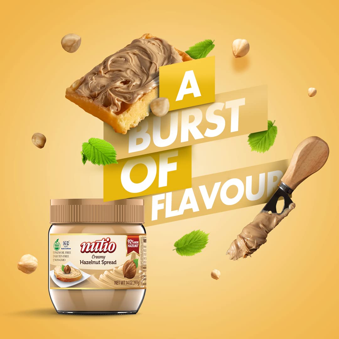 Nutio Creamy Hazelnut Spread - 14oz (Pack of 32)