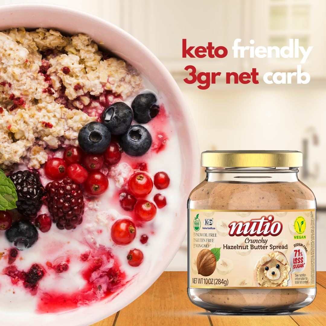 Nutio Crunchy Hazelnut Butter Spread - 10.5oz (Pack of 32)