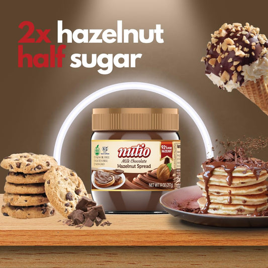 Nutio Milk Chocolate Hazelnut Spread - 14oz (Pack of 32)