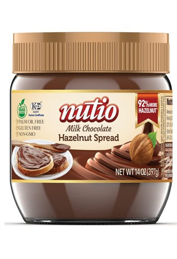 Nutio Milk Chocolate Hazelnut Spread - 14oz (Pack of 32)